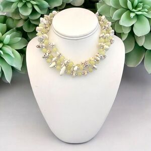 New Beaded Necklace Green Beads Simulated Stones Multi Chain - 9S